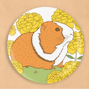 Guinea pig 2.25 inch diameter magnet, guinea pig gifts, guinea pig art, guinea pig lover gifts, animal magnets, kitchen magnets