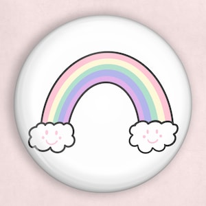 Rainbow pin, 1 inch buttons, cute pins, party bag fillers, pastel pin, cute rainbow pin badge, gift for kids, stocking fillers