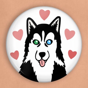 Husky pin, 1 inch pin, husky gifts, husky lover, dog lover gift, dog owner gift, i love my dog, pet owner gifts, dog pin, dog pin badge,