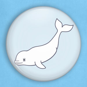 Whale pin, 1 inch pin, whale pin badge, animal lover gift, stocking stuffers, orca pin, beluga pin, marine life gifts, cute pins