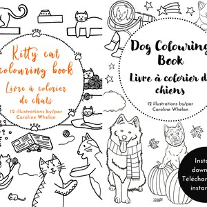 Cat and dog colouring book bundle, printable colouring book, cat lover gift, downloadable colouring pages, dog lover gift, animal art