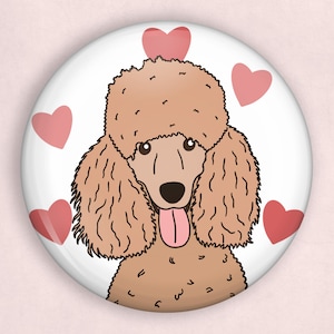 Poodle 1 inch pin, poodle gifts, poodle art, dog lover gift, i love my dog, poodle lover, dog pin, dog pin badge, cute pins, unique gifts
