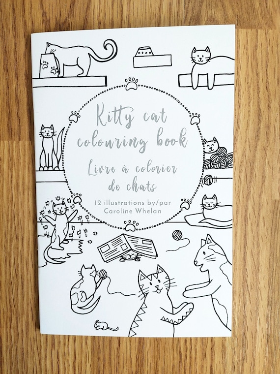 Cat colouring book, coloring for kids, coloring pages, animal colouring book, animal coloring page, cat illustration, cat lover gift