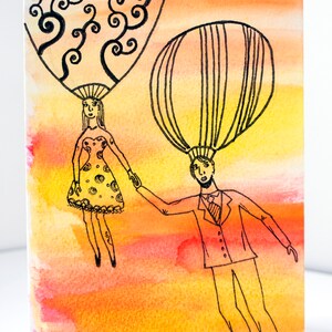 Aquarelle ballon, décoration mural, peinture originale, illustration originale, fait au québec