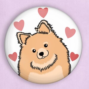 Pomeranian 1 inch pin, pomeranian gifts, pom doggy, pinback buttons, cute dog pins, dog lover gifts, pet owner gifts, dog pins, pin badge