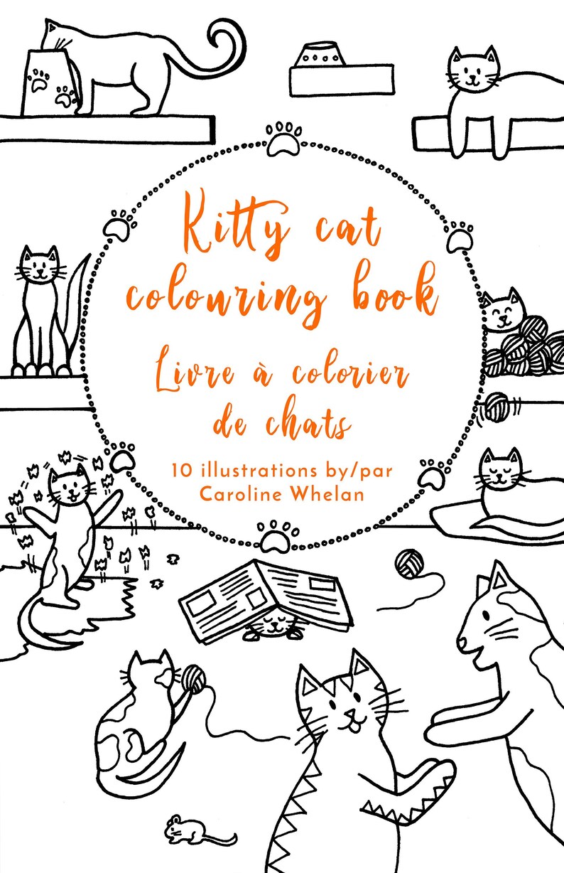 Printable Cat Colouring Book, Cat Printable, Cat Colouring Book