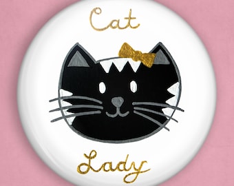 Cat lady pin, 1 inch pin, cat pin, cute cat pin, cat lady gift, cat lover gift, cat badge, cat button pin, cat pin badge, cute cat gift