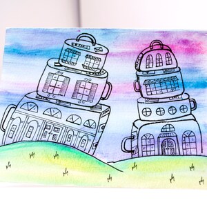 Travel painting, watercolor painting, travel art, travel wall decor, suitcase decor, whimsical art, travel lovers gift, quirky art