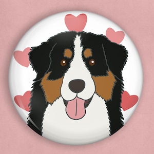 Bernese Mountain Dog 1 inch pin, Bernese mountain dog gifts, pinback buttons, cute dog pins, dog lover gifts, pet owner gifts, dog pins