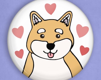 Macaron shiba inu, macaron chien, amoureux des chiens, cadeau amoureux des chiens, illustration chien, badge pin, badge animaux