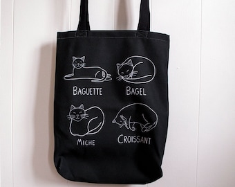 Cat bread tote bag, funny cat, cat lover gift, made in canada,
