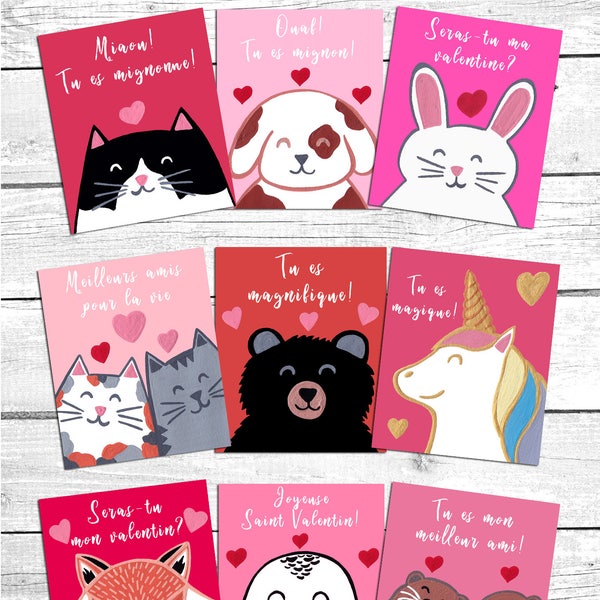 Mini cartes de souhaits à imprimer pour la Saint-Valentin, téléchargement instantané, numérique, carte st-valentin, saint valentin enfants