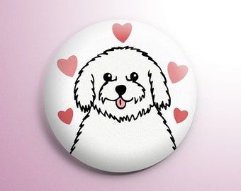 Bichon frise pin, 1 inch pin, bichon frise gifts, bichon frise lover, dog lover gift, dog owner gift, i love my dog, dog pin, dog pin badge