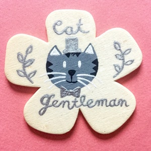Cat Gentleman hand painted brooch, cat lover gift, cat dad pin, cat dad gift, cute pins, cat pin badge, cat brooch pin, cat pin, animal pins
