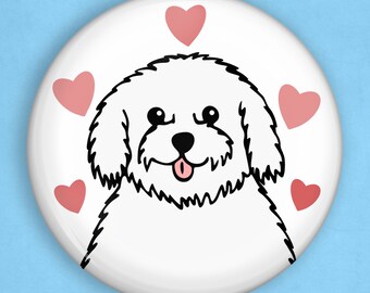 Bichon frise pin, 1 inch pin, bichon frise gifts, bichon frise lover, dog lover gift, dog owner gift, i love my dog, pet owner gifts