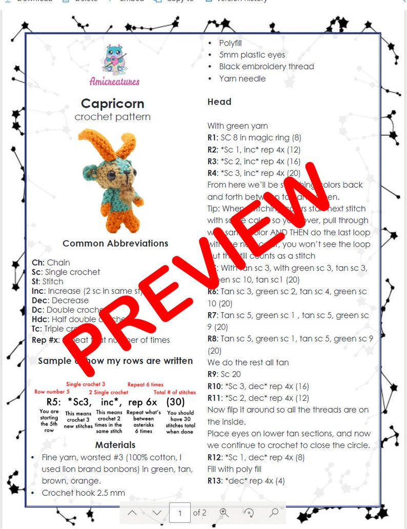 Capricorn Zodiac sign crochet pattern PDF - amigurumi image 4