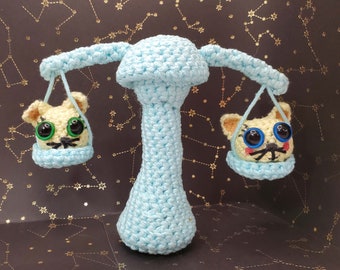 Libra Zodiac sign crochet pattern PDF - balance with kittens amigurumi