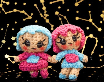 Gemini Zodiac sign - little dolls amigurumi crochet pattern - PDF