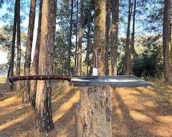 Handmade High Carbon Steel Spear – 35 inches Rosewood Handle, Collector Display (Leather Cover)