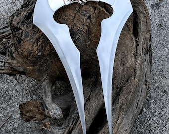 Handmade Fantasy Twin Blade Dagger – Double Edge Steel Dagger with Antler Style Handle – Medieval Inspired Collector Piece