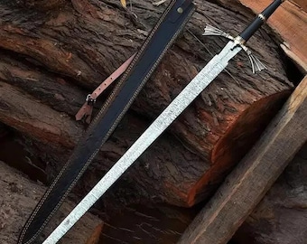 Handmade High Carbon Steel Sword: Medieval Replica with Leather Handle