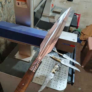 Handmade Viking Spear | High Carbon Steel | 35-Inch Total Length | Leather Sheath Included | Norse-Inspired Collectible Gift