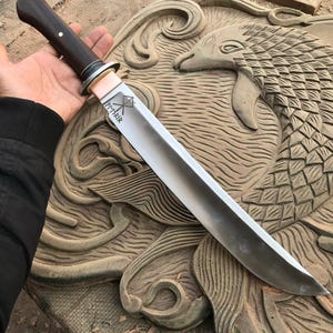 Handmade High Carbon Steel Small Sword – 22" Wooden Handle, Outdoor Craft Piece