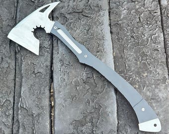 Handmade Tactical Hatchet Axe – High Carbon Steel, Micarta Handle, Leather Sheath Tool