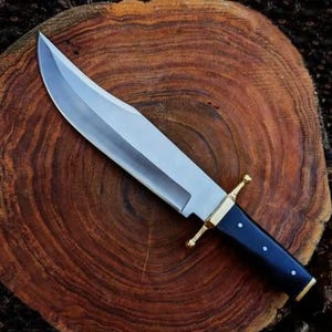 Custom Handmade Carbon Steel Survival Bowie Knife | 12-Inch Full Length |Black Leather Sheath | Ideal for Camping Hunting, Outdoor & Gifting