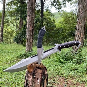 Hand-Forged Carbon Steel Machete: 20&quot; Bushcraft Tool with Rosewood Handle