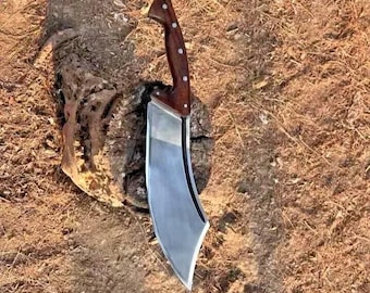 Handmade Carbon Steel Cleaver: Forged Butcher Knife with Rosewood Handle