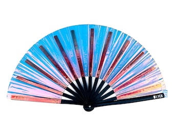 Large Rave Folding Hand Fan - Gold