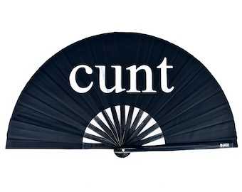 Large Rave Folding Hand Fan - Cunt