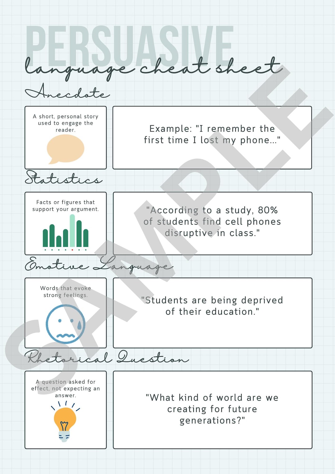 GCSE English Language Persuasive Techniques Cheat Sheet | Printable ...