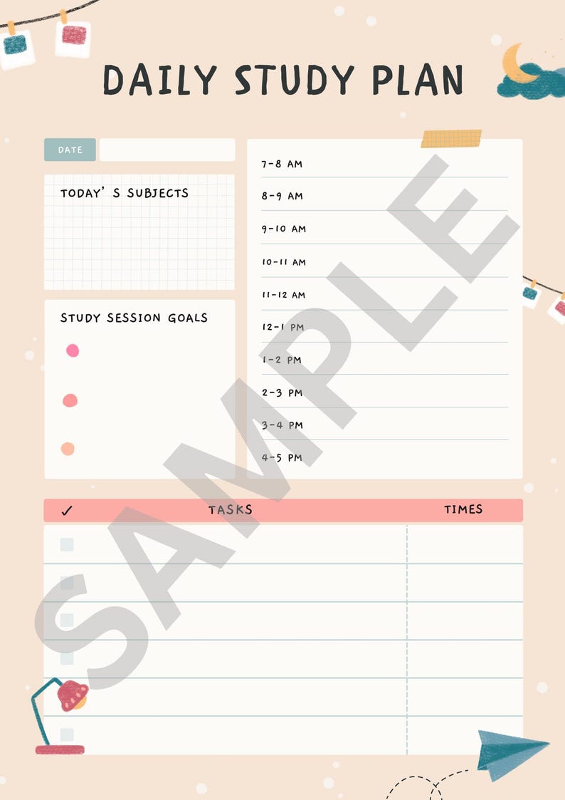 Daily Study Planner Printable | Study Schedule Template | Student ...