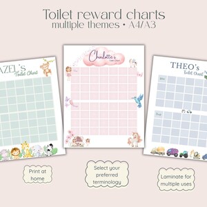 Toilet Training Reward Chart – Personalised | Various Printable Designs | Custom Name | Potty Training for Toddlers
