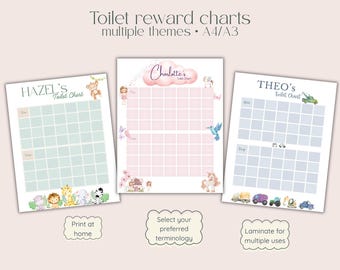 Toilet Training Reward Chart – Personalised | Various Printable Designs | Custom Name | Potty Training for Toddlers