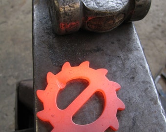 Steampunk forged gear bottle opener belt buckle