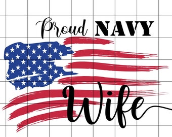 Proud Navy Wife PNG: Distressed American Flag (Digital Download)