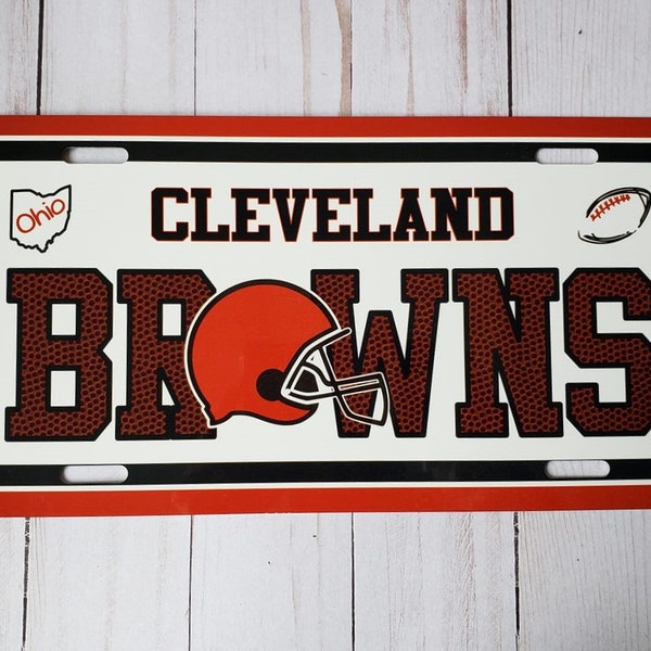 Custom Cleveland Browns Novelty License Plate / License Plate with Set of Car Coasters