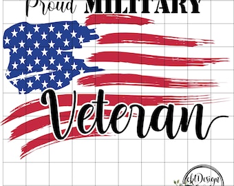 Proud Military Veteran PNG: Distressed American Flag (Digital Download)