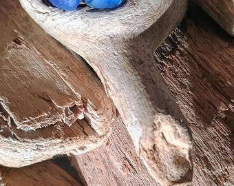 Blue Beach Glass Silver Stud Earrings – Artisan Coastal Jewelry