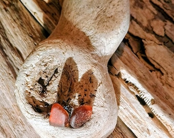 Amber Brown Beach Glass Silver Stud Earrings – Artisan Coastal Jewelry