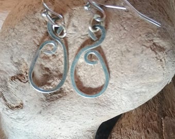 Silver Wire Dangle Earrings Handmade Artisan Jewelry