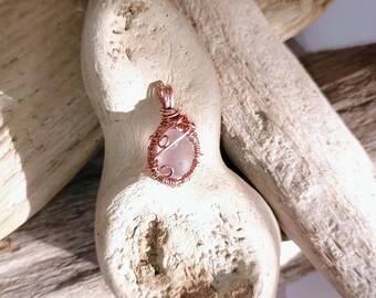 unique wire wrapped purple Beach glass pendant