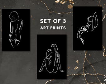Set of 3 Minimalist Female Line Art Prints