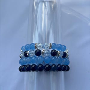 Blue Beaded Crystal Set - Handmade Beaded Jewellery - Minimalist- Custom Jewellery For Women
