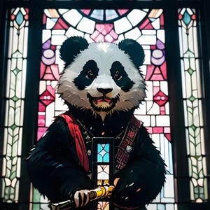 Adult Puzzle: Healing Sparkle Panda Stained Glass Puzzle