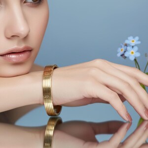 333 gult guld vintage armband, 16g – 8 mm – glidspänne – slitet