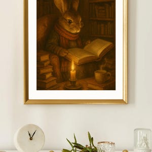 The Librabbit – Cozy Bunny Wall Art | Rustic Farmhouse Digital Print | Whimsical Animal Decor
